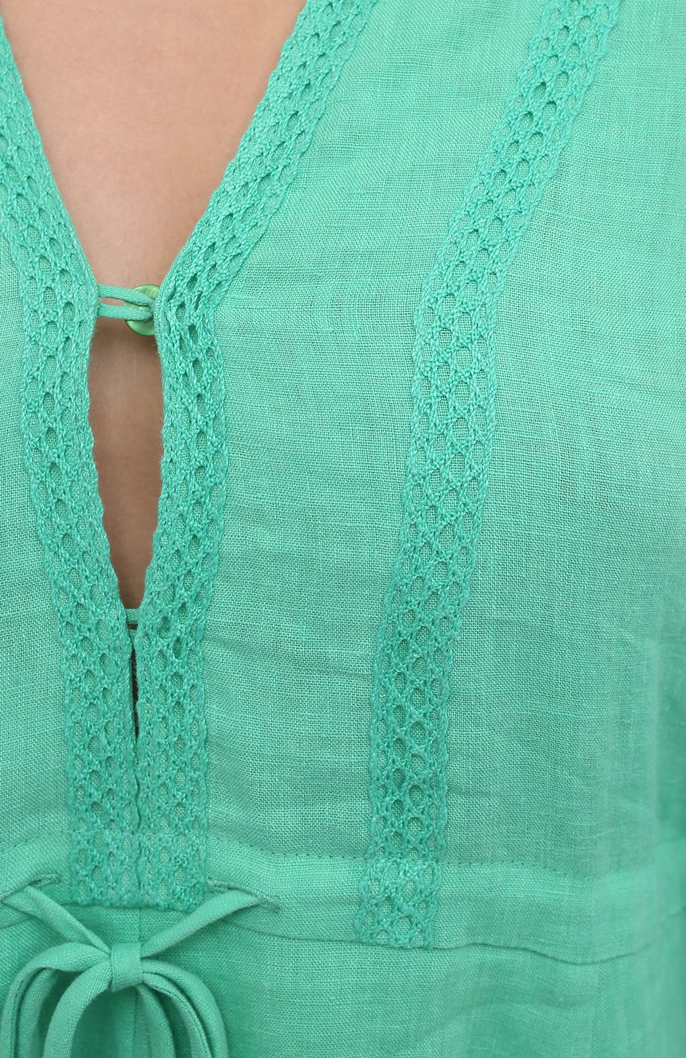 Льняное платье A MERE CO зеленого цвета по цене 59700 руб., арт. AMC-RSS22-010GG, фото 5 Льняное платье A MERE CO, арт. AMC-RSS22-010GG, фото 5