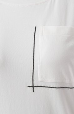 Женская хлопковая футболка BRUNELLO CUCINELLI белого цвета, арт. M0T81HA850 | Фото 6 (Длина (для топов): Стандартные; Материал сплава: Проставлено; Рукава: Короткие; Драгоценные камни: Проставлено; Стили: Кэжуэл; Принт: Без принта; Материал внешний: Хлопок)