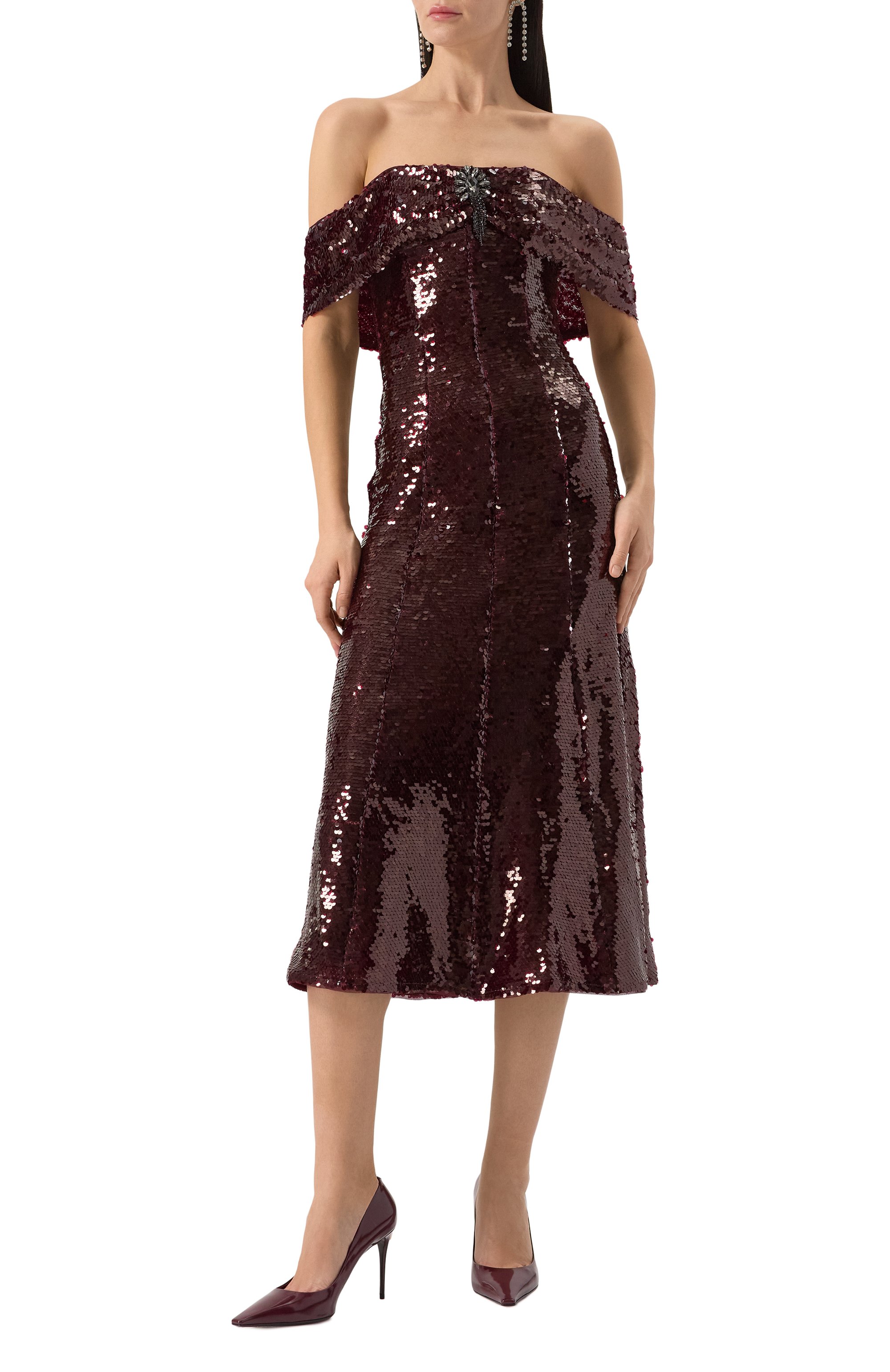 Платье с отделкой пайетками SELF-PORTRAIT, арт. RS25162MBR, фото 2