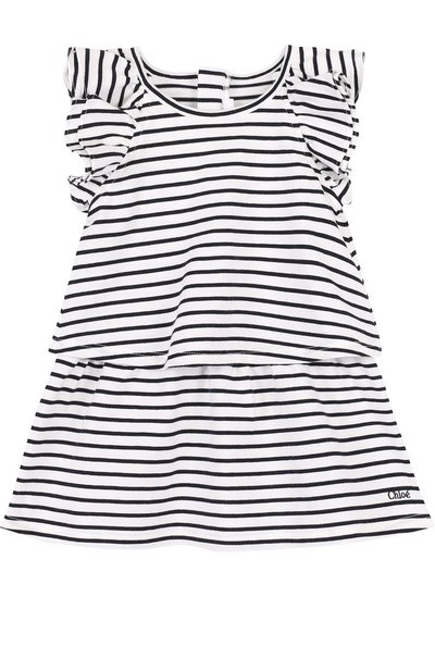 Хлопковое плать е в полоску CHLOÉ, арт. C02181/3M-18M, фото 1