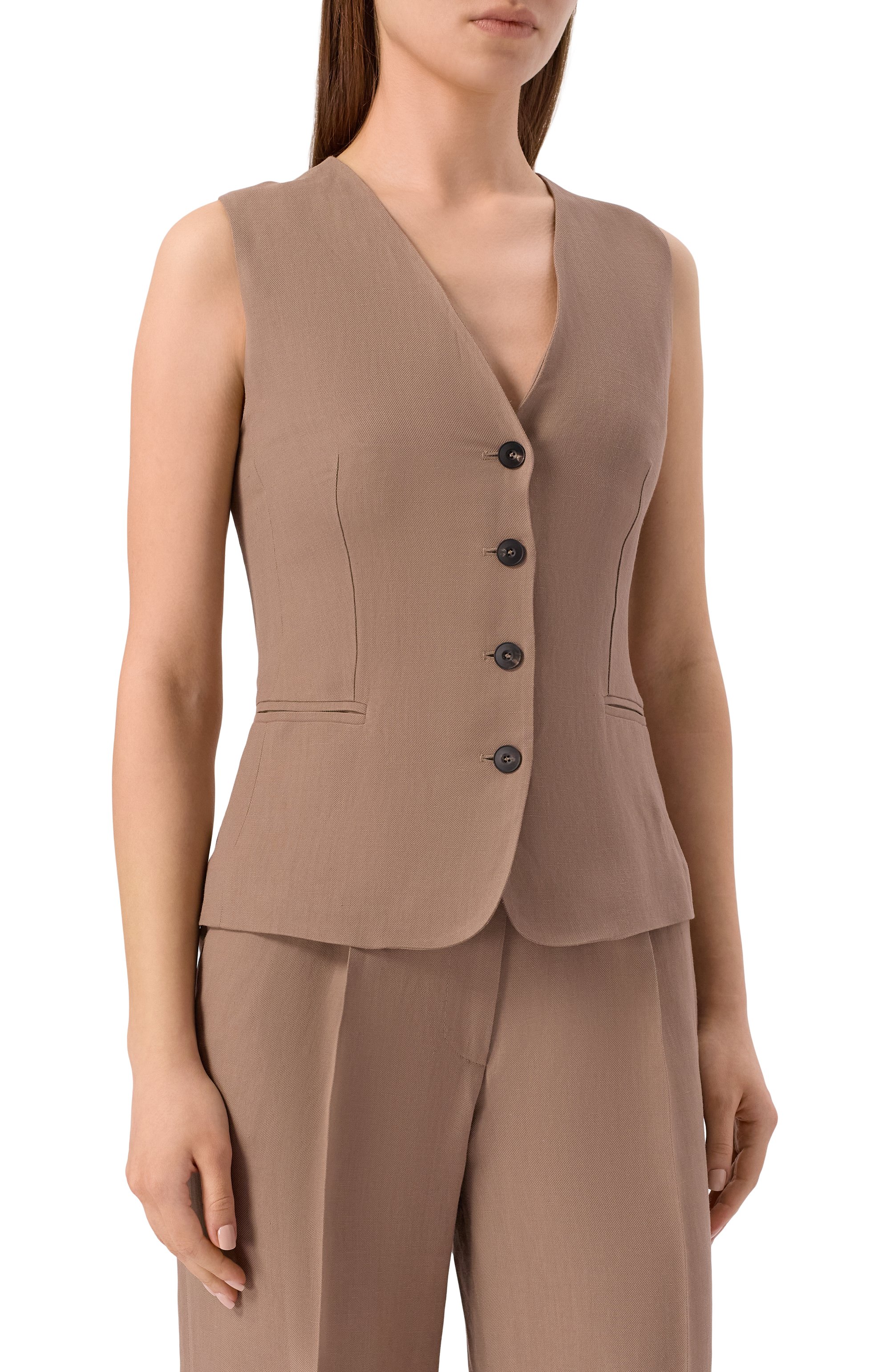 Жилет из вискозы и льна ANTONELLI FIRENZE бежевого цвета по цене 69950 руб., арт. N3587Q/935, фото 3 Жилет из вискозы и льна ANTONELLI FIRENZE, арт. N3587Q/935, фото 3