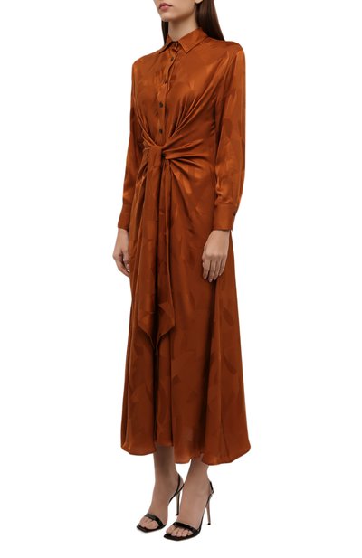 Шелковое платье KITON коричневого цвета по цене 219500 руб., арт. D52330K0596A, фото 3 Шелковое платье KITON, арт. D52330K0596A, фото 3