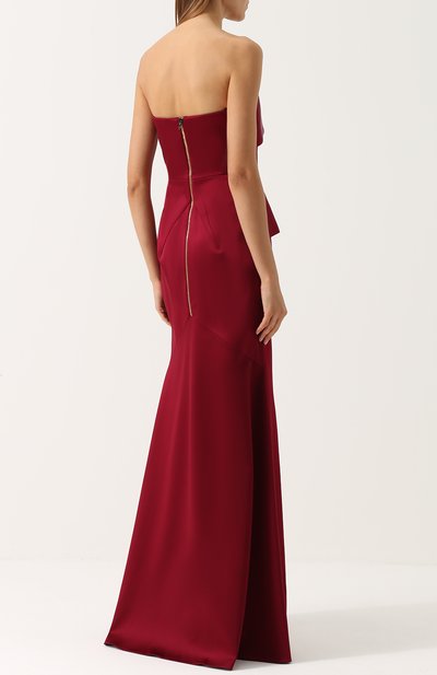 Платье-бюстье с оборками ROLAND MOURET бордового цвета по цене 384000 руб., арт. PW17/S0007/F6377, фото 4 Платье-бюстье с оборками ROLAND MOURET, арт. PW17/S0007/F6377, фото 4
