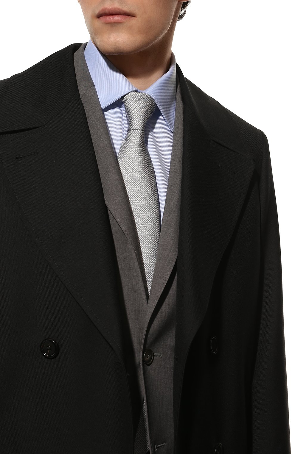 Шелковый галстук KITON серого цвета по цене 29350 руб., арт. UCRVKLC01H83, фото 2 Шелковый галстук KITON, арт. UCRVKLC01H83, фото 2