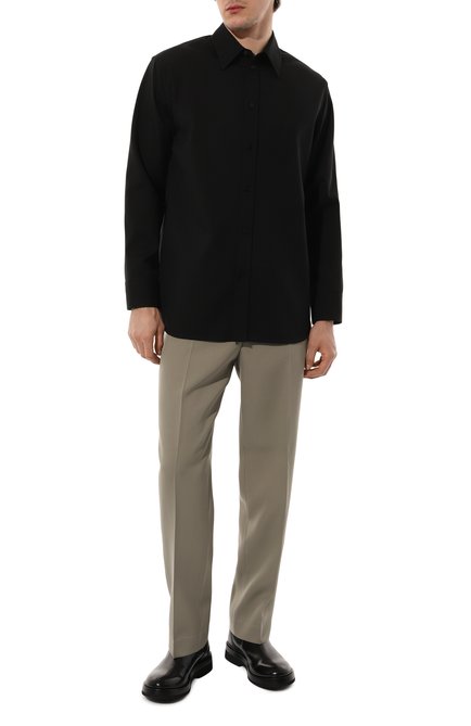 Мужские шерстяные брюки JIL SANDER светло-зеленого цвета, арт. J23KA0003/J40002 | Фото 2 (Материал сплава: Проставлено; Длина (брюки, джинсы): Стандартные; Драгоценные камни: Проставлено; Материал внешний: Шерсть)