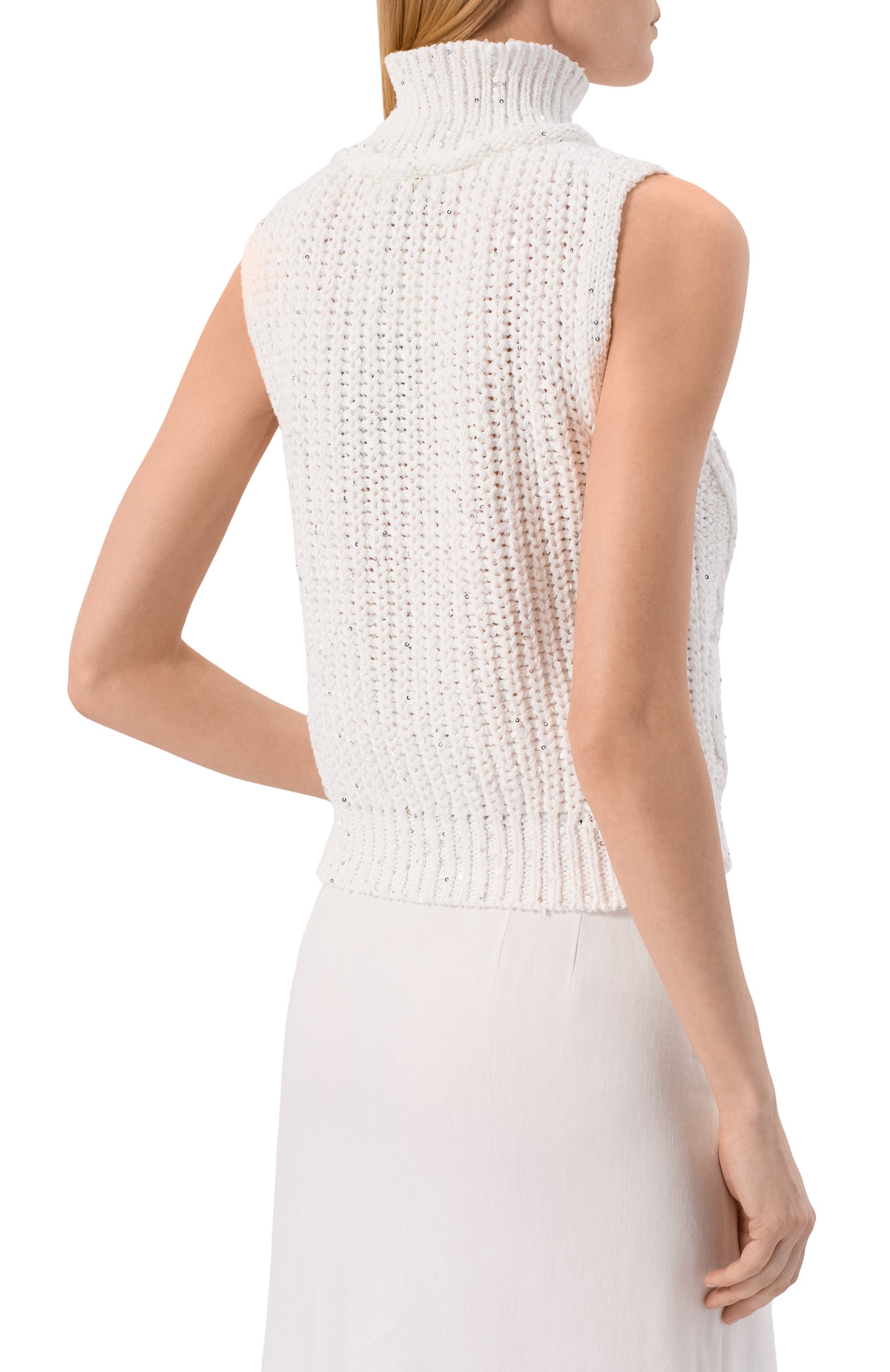 Хлопковый топ с отделкой пайетками LORENA ANTONIAZZI, арт. P26140MJ08A/2905, фото 4