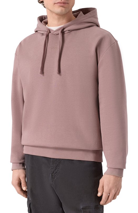 Хлопковое худи HUGO 50486478 Розовый  50486478 Фото 3