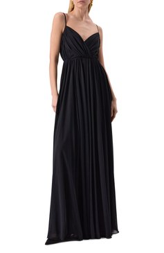Женское платье из вискозы и шелка GIAMBATTISTA VALLI черного цвета, арт. 25SSPVCL5179-21JER | Фото 2 (Материал сплава: Проставлено; Материал внешний: Вискоза; Драгоценные камни: Проставлено; Длина Ж (юбки, платья, шорты): Макси; Женское Кросс-КТ: Платье-одежда; Случай: Вечерний; Рукава: На бретелях; Стили: Кэжуэл)