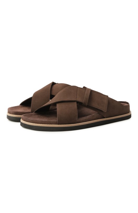 Замшевые шлепанцы Paul&Shark 26418005 Коричневый 26418005