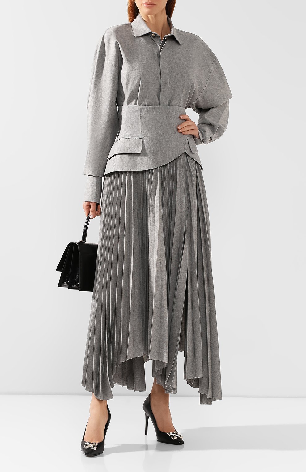 Хлопковая рубашка A.W.A.K.E. MODE серого цвета по цене 49950 руб., арт. AW19.T14, фото 2 Хлопковая рубашка A.W.A.K.E. MODE, арт. AW19.T14, фото 2