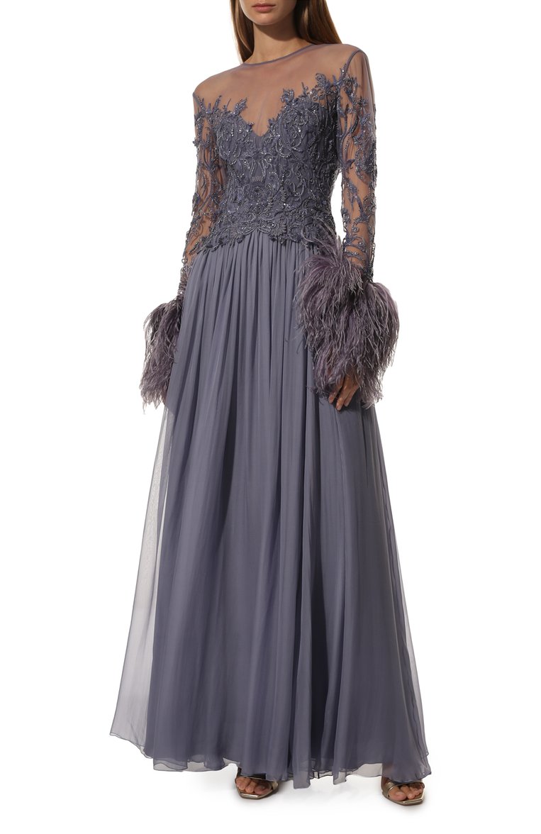Шелковое платье-макси с декоративной отделкой ZUHAIR MURAD, арт. DRF19014/FLCH001, фото 1