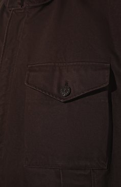 Мужской хлопковый плащ STONE ISLAND темно-коричневого цвета, ар�т. M07315717F1 | Фото 5 (Мужское Кросс-КТ: Плащ-верхняя одежда; Длина (верхняя одежда): До колена; Материал сплава: Проставлено; Материал внешний: Хлопок; Драгоценные камни: Проставлено; Рукава: 3/4; Материал подклада: Хлопок; Стили: Кэжуэл)