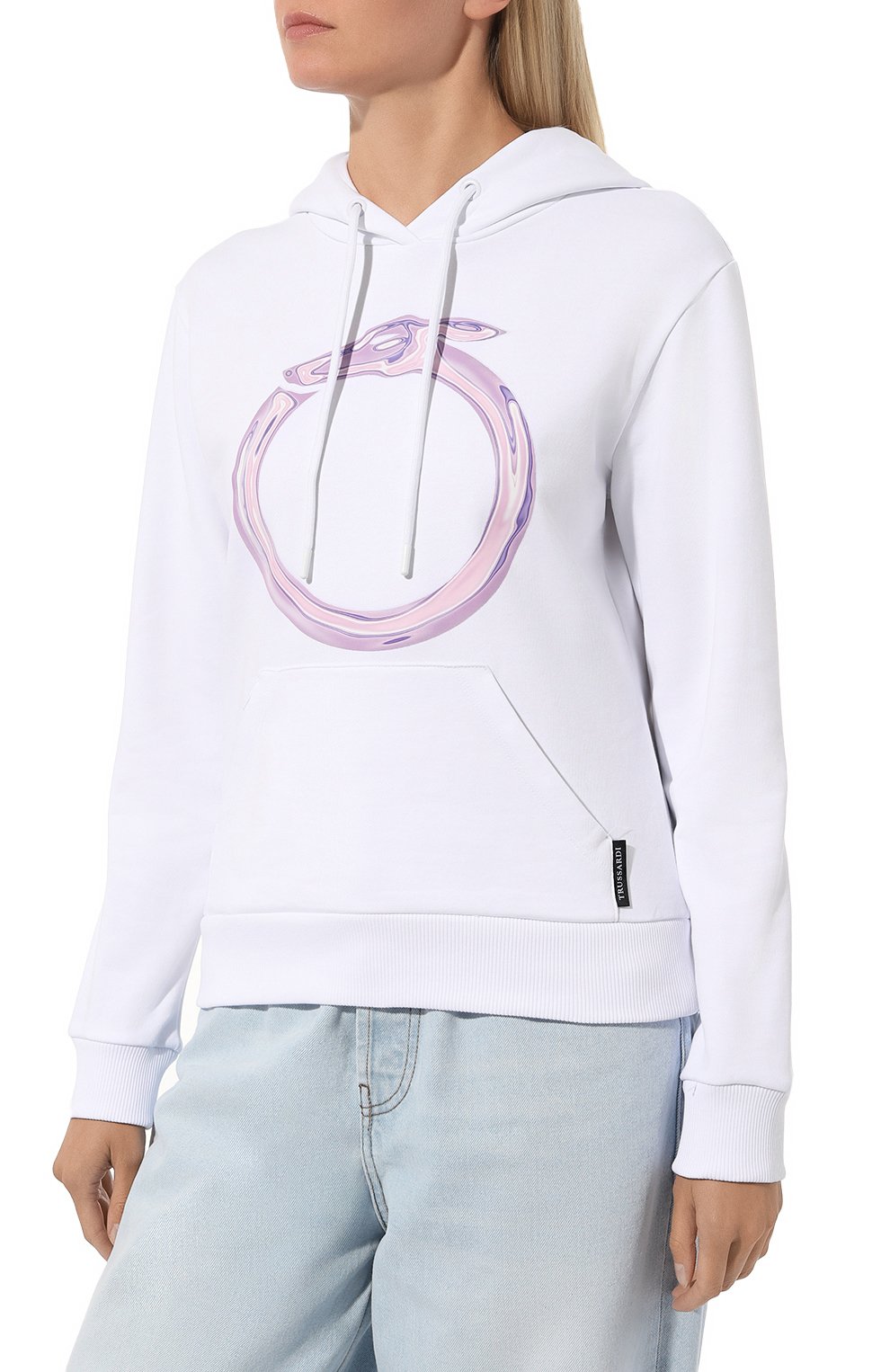 Хлопковое худи TRUSSARDI белого цвета по цене 16900 руб., арт. 56F00256-1T006303, фото 3 Хлопковое худи TRUSSARDI, арт. 56F00256-1T006303, фото 3