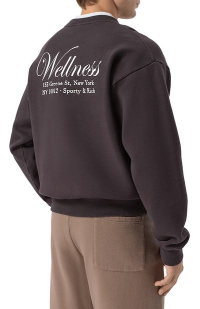 Хлопковый свитшот SPORTY AND RICH темно-коричневого цвета по цене 29300 руб., арт. ST098711083BR29, фото 4 Хлопковый свитшот SPORTY AND RICH, арт. ST098711083BR29, фото 4