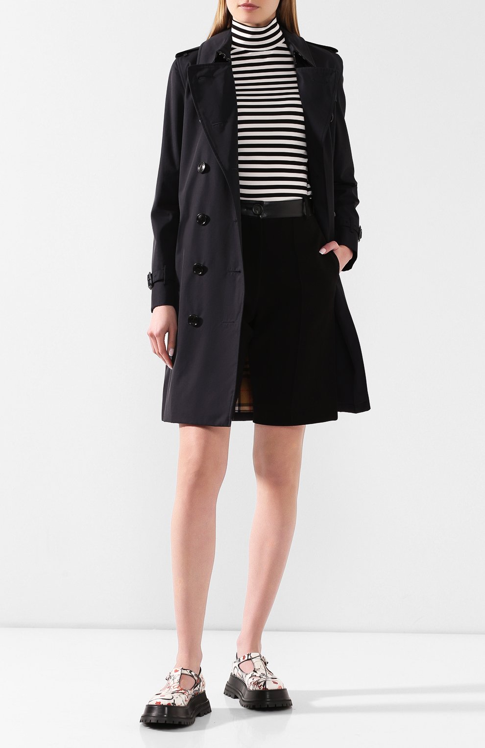 Хлопковый тренч kensington BURBERRY темно-синего цвета по цене 232500 руб., арт. 4073371, фото 2 Хлопковый тренч kensington BURBERRY, арт. 4073371, фото 2
