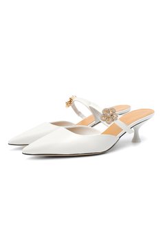 Женские кожаные мюли LOEWE белого цвета, арт. L814S01X14 | Фото 1 (Материал внутренний: Натуральная кожа; Каблук тип: Фигурный; Каблук высота: Низкий; Подошва: Плоская; Материал сплава: Проставлено; Драгоценные камни: Проставлено; Материал внешний: Натуральная кожа)