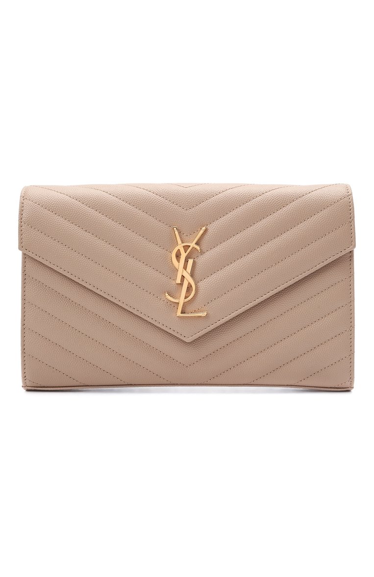 Женская сумка monogram envelope SAINT LAURENT темно-бежевого цвета, арт. 377828/B0W01 | Фото 1 (Материал: Натуральная кожа; Размер: small; Сумки-технические: Сумки через плечо; Ремень/цепочка: С цепочкой, На ремешке; Женское Кросс-КТ: Вечерняя сумка; Автоматизация ТО: Проставлено; Автоматизация состава: Проставлено)