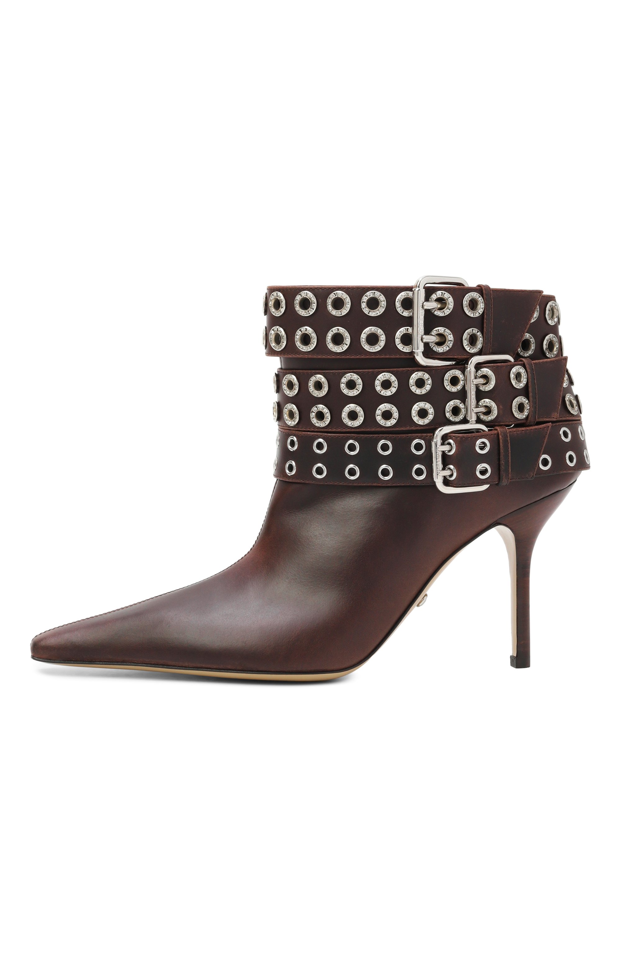 Кожаные ботильоны buckle belt MACH & MACH, арт. FW25-S0974-95-VCL-BRW, фото 4