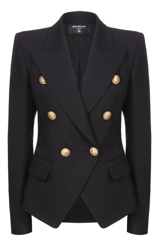 Шерстяной жакет Balmain GF1SI505/WC09 Чёрный GF1SI505/WC09
