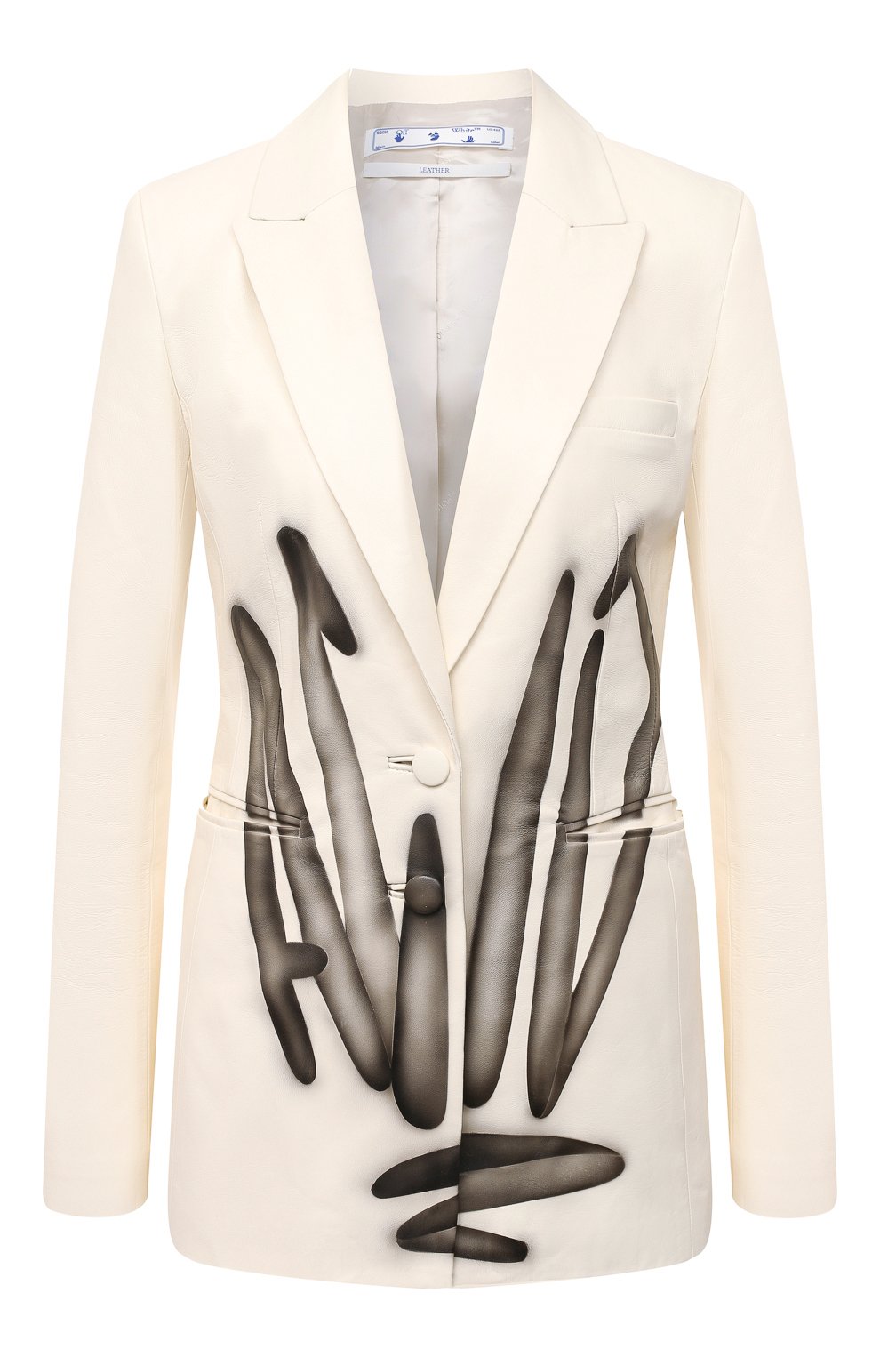 Кожаный жакет OFF-WHITE кремового цвета по цене 275000 руб., арт. 0WJA042F20LEA0016110, фото 1 Кожаный жакет OFF-WHITE, арт. 0WJA042F20LEA0016110, фото 1