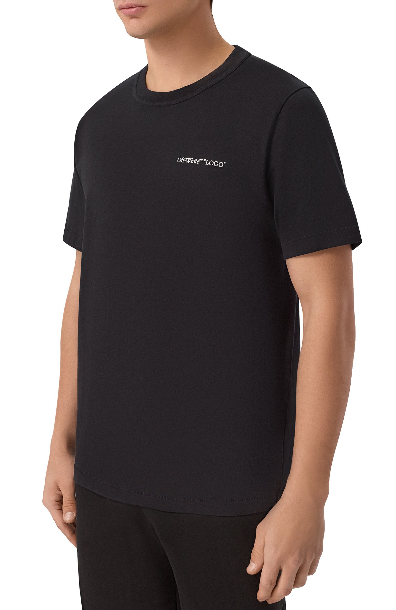 Хлопковая футболка OFF-WHITE черного цвета по цене 27900 руб., арт. 0MAA16MF26JER00L0, фото 3 Хлопковая футболка OFF-WHITE, арт. 0MAA16MF26JER00L0, фото 3