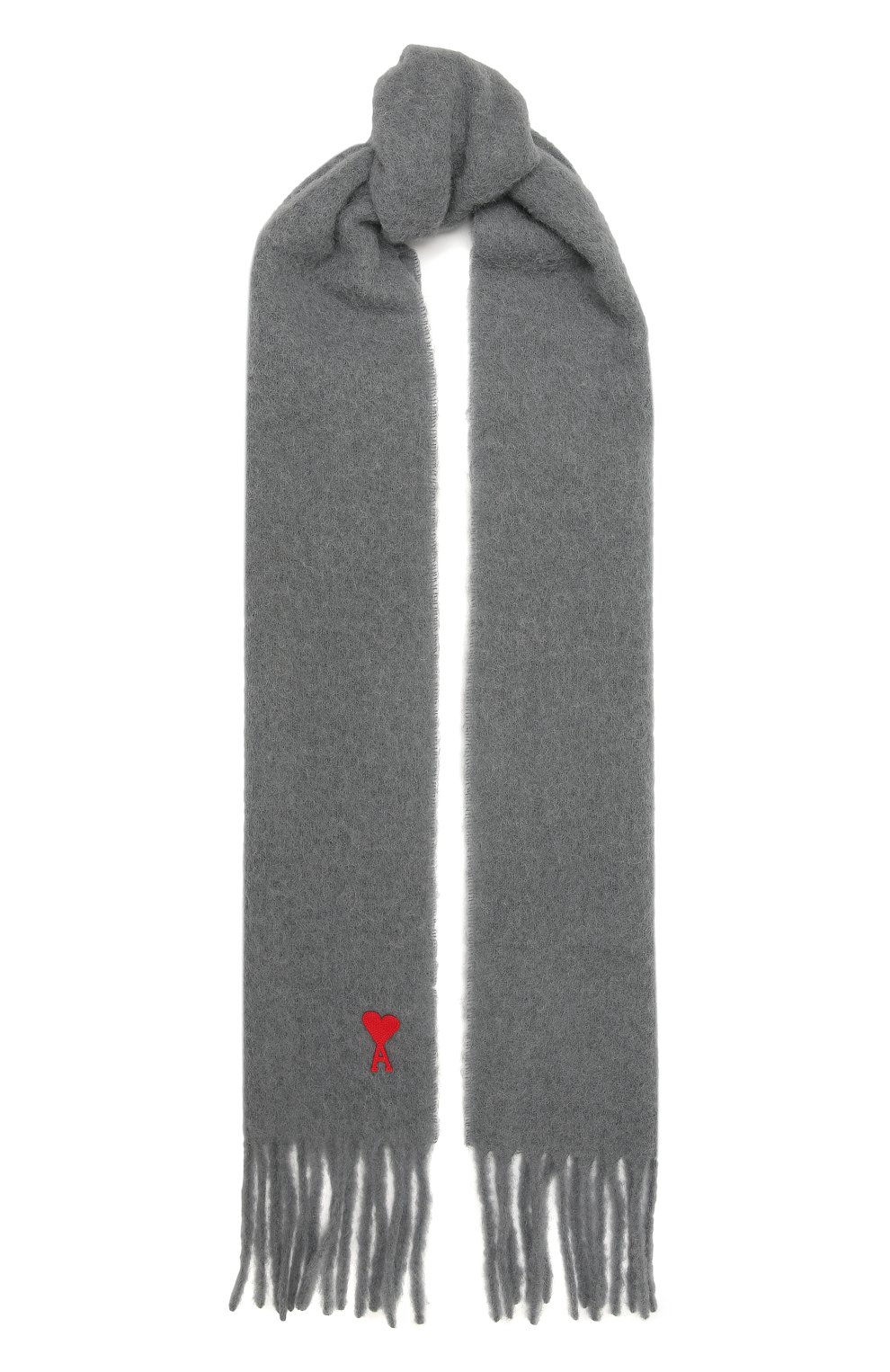 Шерстяной шарф AMI серого цвета по цене 26150 руб., арт. H20A400.330, фото 1 Шерстяной шарф AMI, арт. H20A400.330, фото 1