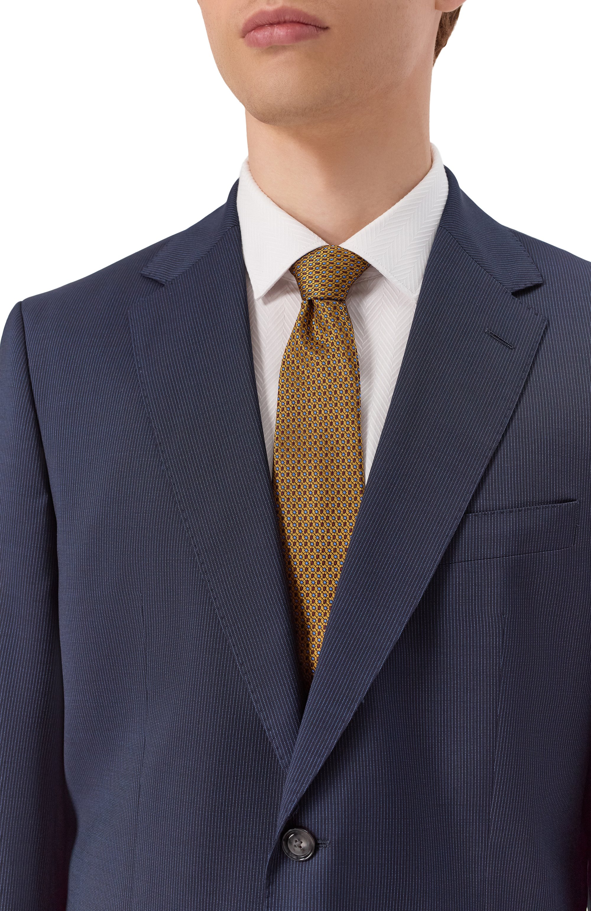 Шелковый галстук CANALI желтого цвета по цене 21000 руб., арт. 18/HJ04406, фото 2 Шелковый галстук CANALI, арт. 18/HJ04406, фото 2