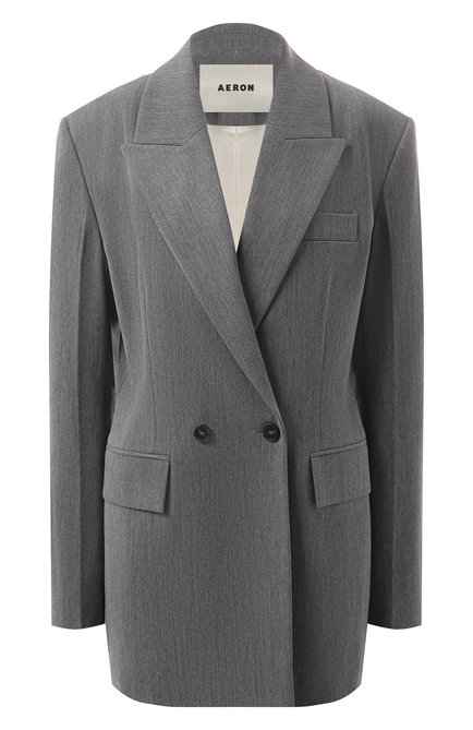 Женский жакет AERON серого цвета, арт. AW24FWBL075536039 | Фото 1 (Рукава: Длинные; Длина (для топов): Удлиненные; Материал сплава: Проставлено; Драгоценные камни: Проставлено)