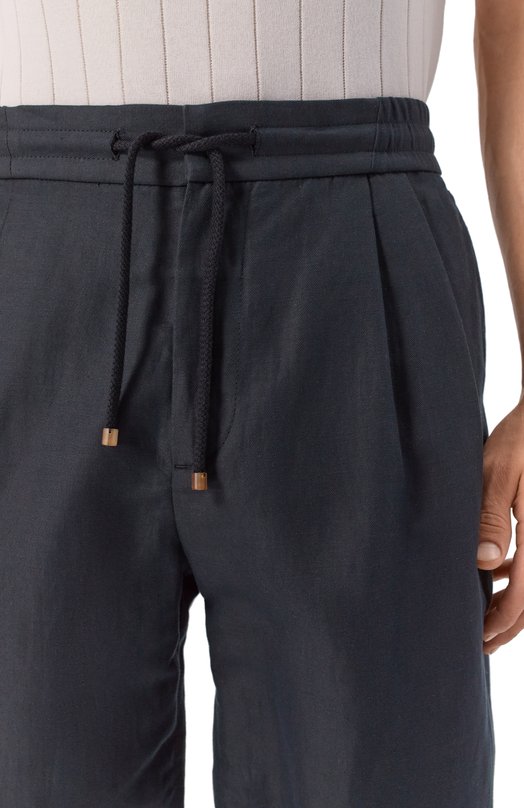 Шорты изо льна и хлопка Brunello Cucinelli MH255U0020 Чёрный  MH255U0020 Фото 5