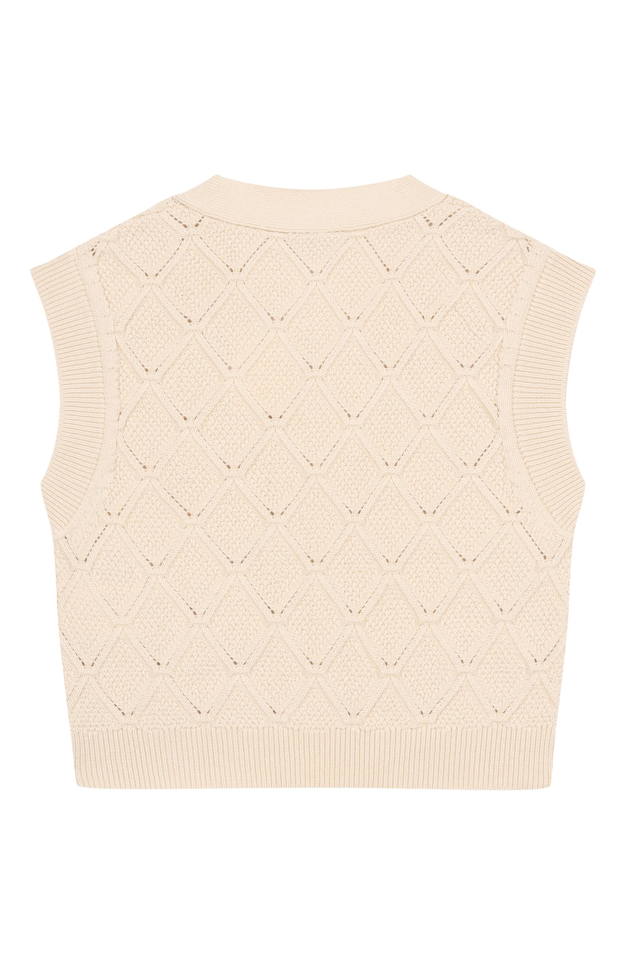 Жилет из шерсти и хлопка BONPOINT кремового цвета по цене 23600 руб., арт. S06GCAK00014/10A-12A, фото 2 Жилет из шерсти и хлопка BONPOINT, арт. S06GCAK00014/10A-12A, фото 2