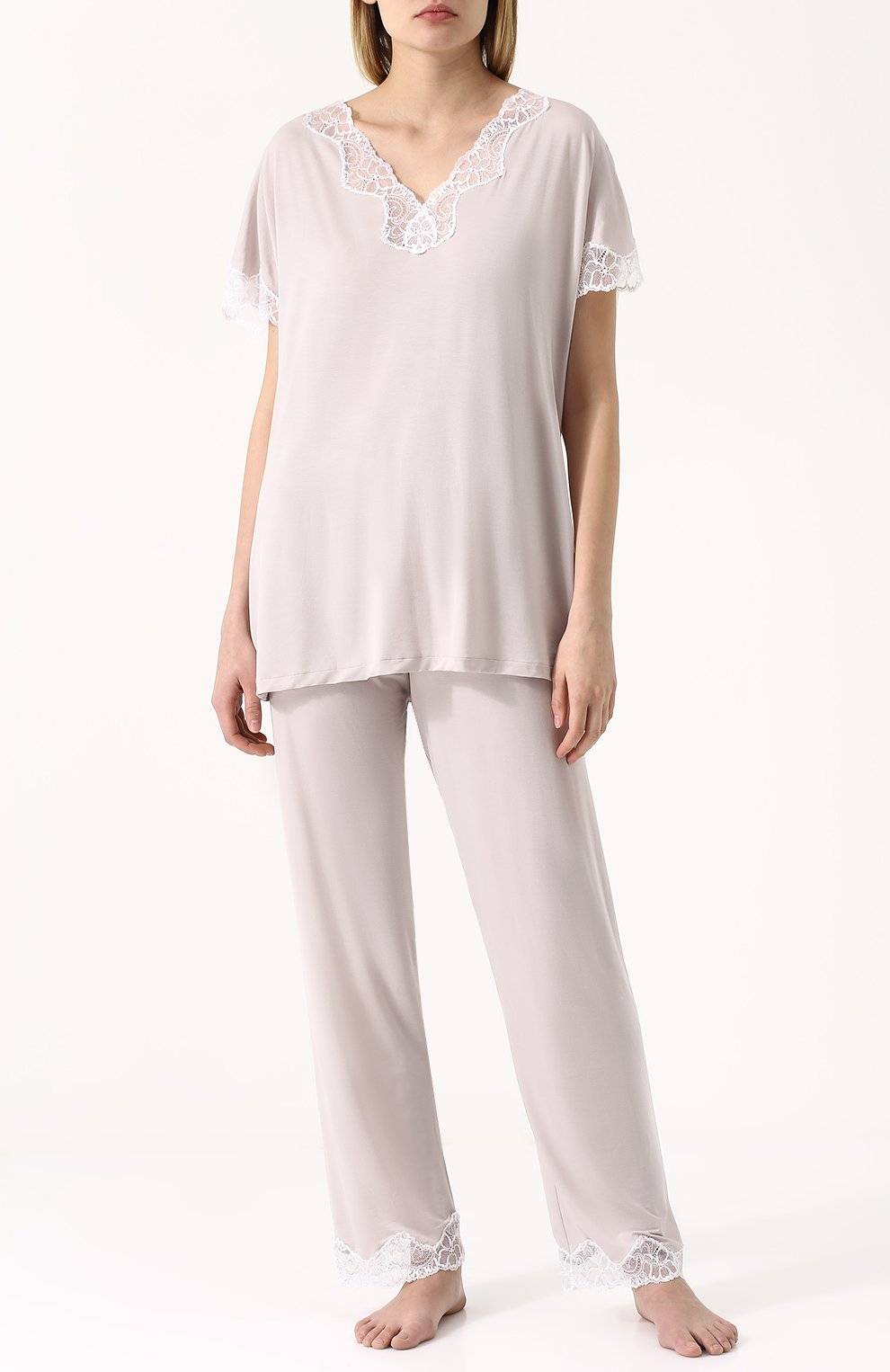 Пижама из смеси вискозы и шелка с кружевной отделкой ZIMMERLI, арт. 762-3998, фото 1