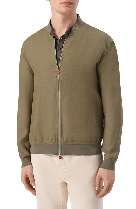 Льняной бомбер Kiton UG0001H09690 Хаки  UG0001H09690 Фото 3
