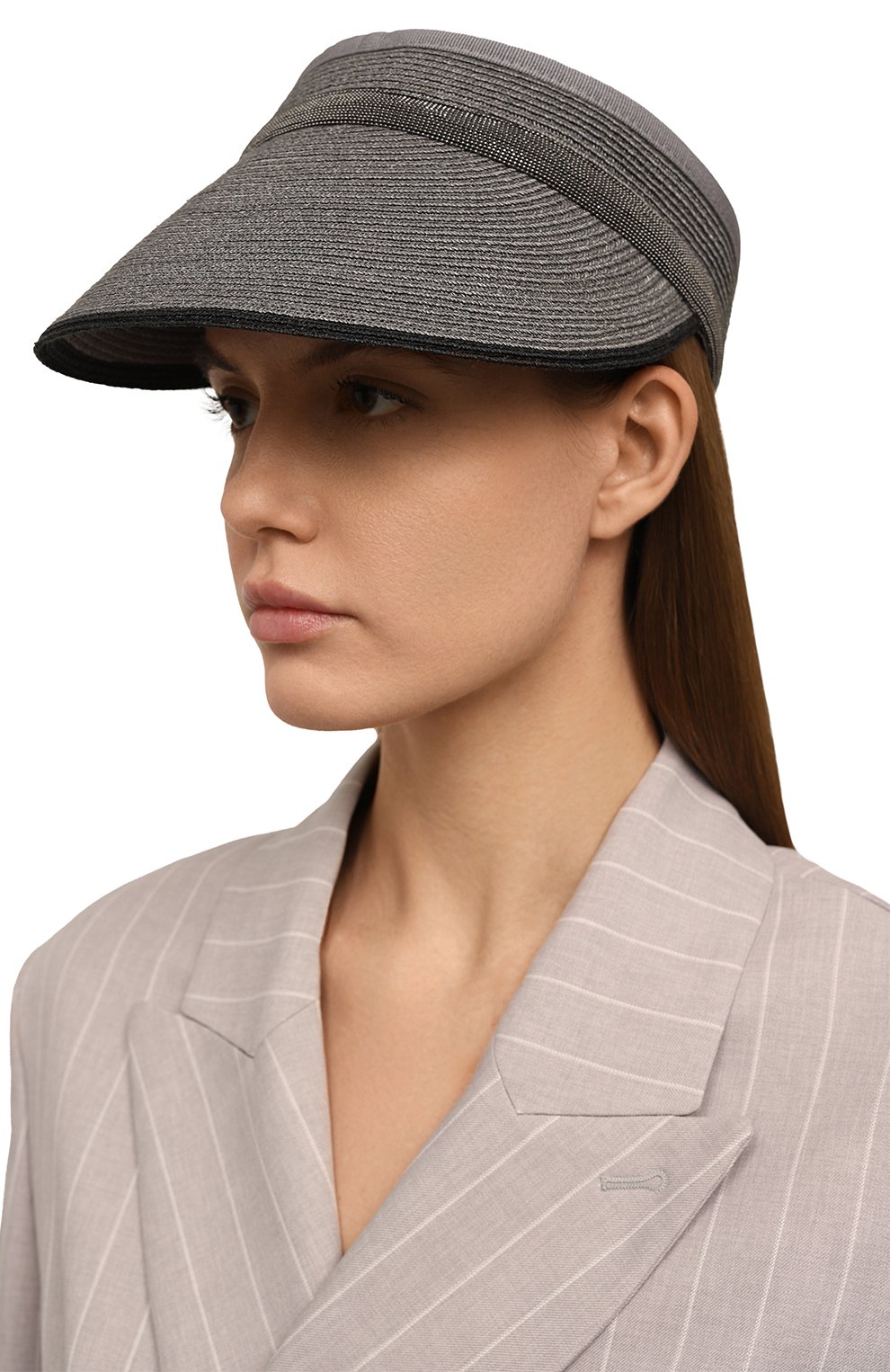 Козырек BRUNELLO CUCINELLI серого цвета по цене 63550 руб., арт. MCAP90085, фото 2 Козырек BRUNELLO CUCINELLI, арт. MCAP90085, фото 2