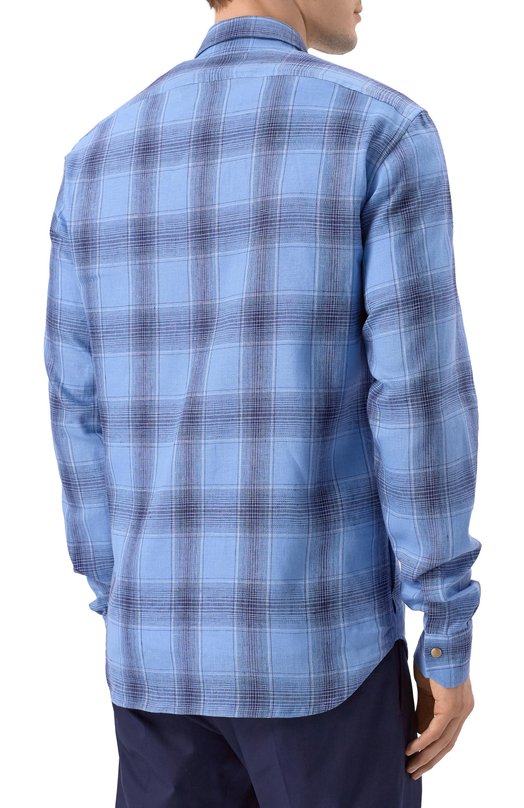 Льняная рубашка Kiton UMCBUBAH0926401_5XL-8XL Голубой  UMCBUBAH0926401_5XL-8XL Фото 4