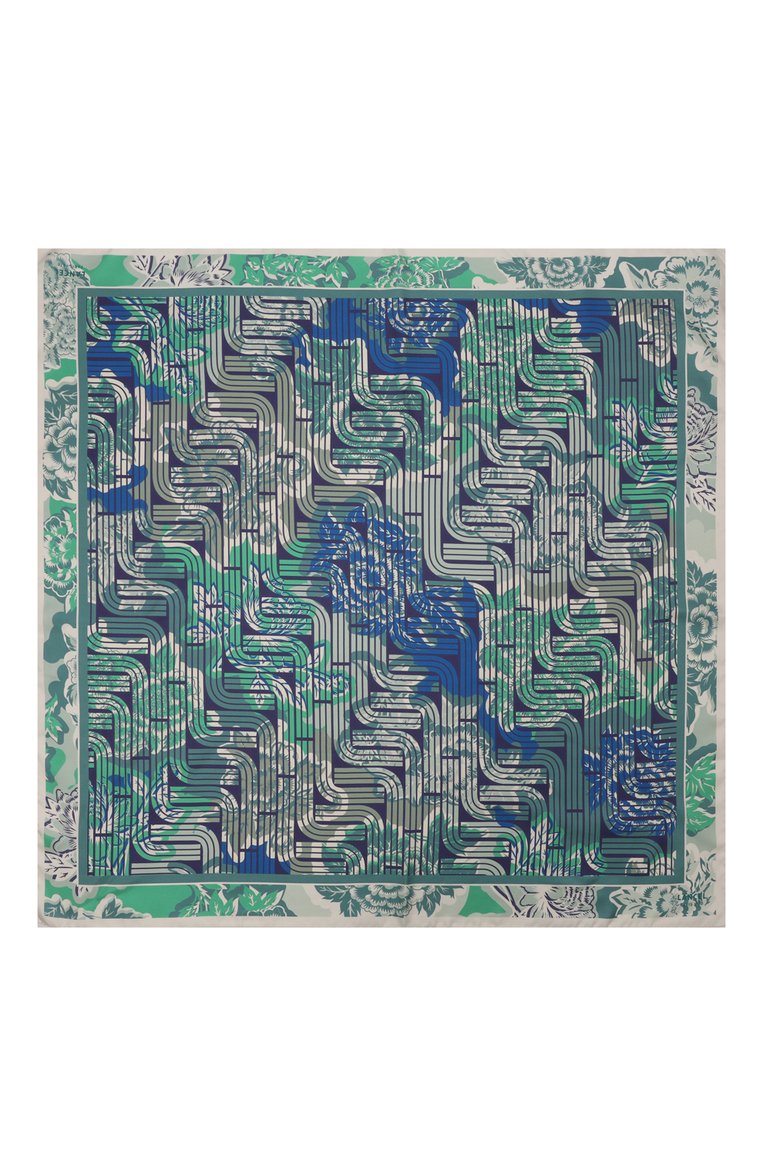 Женский шелковый платок LANCEL зеленого цвета, арт. A12556 | Фото 4 (Нос: Не проставлено; Материал: Шелк, Текстиль; Принт: С принтом)