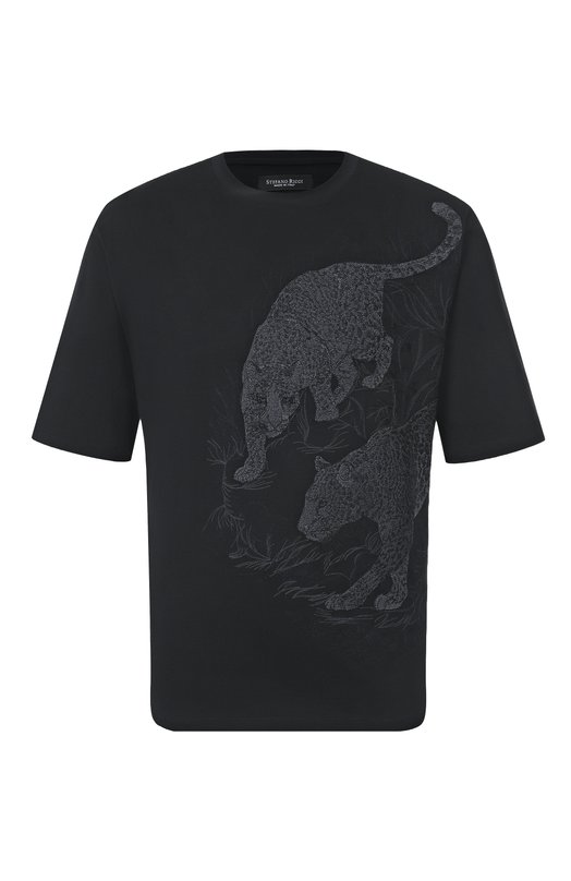 Хлопковая футболка Stefano Ricci MNH5204430/LUXT Чёрный MNH5204430/LUXT