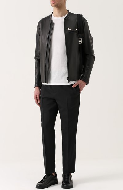 Кожаная куртка на молнии с отделкой bag bugs  FENDI, арт. FPG384/S0L, фото 2