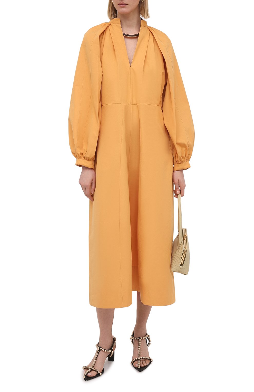 Хлопковое платье JIL SANDER оранжевого цвета по цене 188500 руб., арт. JSPS502306-WS244200, фото 2 Хлопковое платье JIL SANDER, арт. JSPS502306-WS244200, фото 2