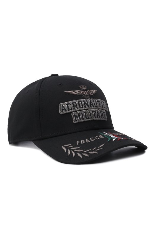 Хлопковая бейсболка Aeronautica Militare HA1104UCT02261_001 Чёрный HA1104UCT02261_001