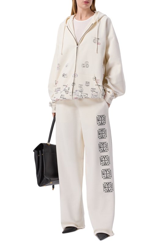 Хлопковая толстовка VETEMENTS ME76ZU232V/1302 M0LLET0N Кремовый  ME76ZU232V/1302 M0LLET0N Фото 2