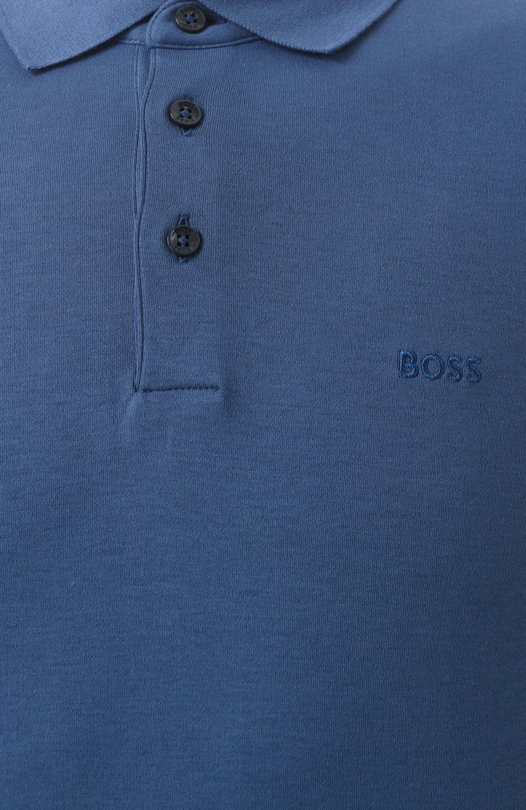 Мужское хлопковое поло BOSS синего цвета, арт. 50468392 | Фото 6 (Рукава: Длинные; Длина (для топов): Стандартные; Материал внешний: Хлопок; Принт: Без принта; Застежка: Пуговицы; Стили: Кэжуэл; Кросс-КТ: Джерси; Автоматизация ТО: Проставл�ено; Автоматизация состава: Проставлено; Детали: Без декора)