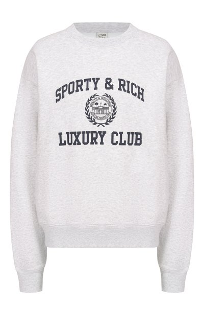 Женский хлопковый свитшот SPORTY AND RICH, арт. ST0997842GY03/S&amp;R LUXURY CLUB CREWNECK