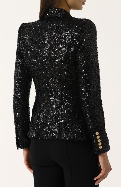 Приталенный двубортный жакет с пайетками BALMAIN, арт. 137294/278X, фото 4