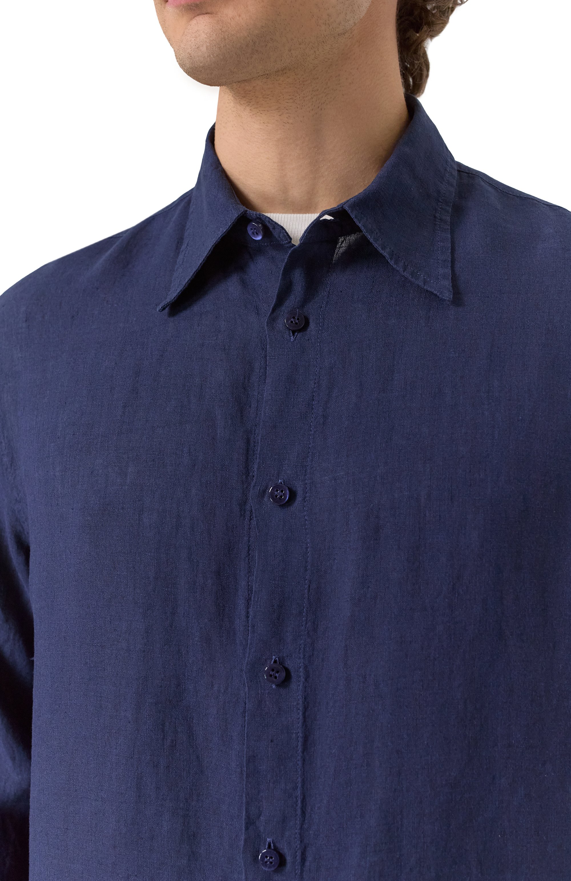 Льняная рубашка MVST темно-синего цвета по цене 61550 руб., арт. G031/3626, фото 5 Льняная рубашка MVST, арт. G031/3626, фото 5