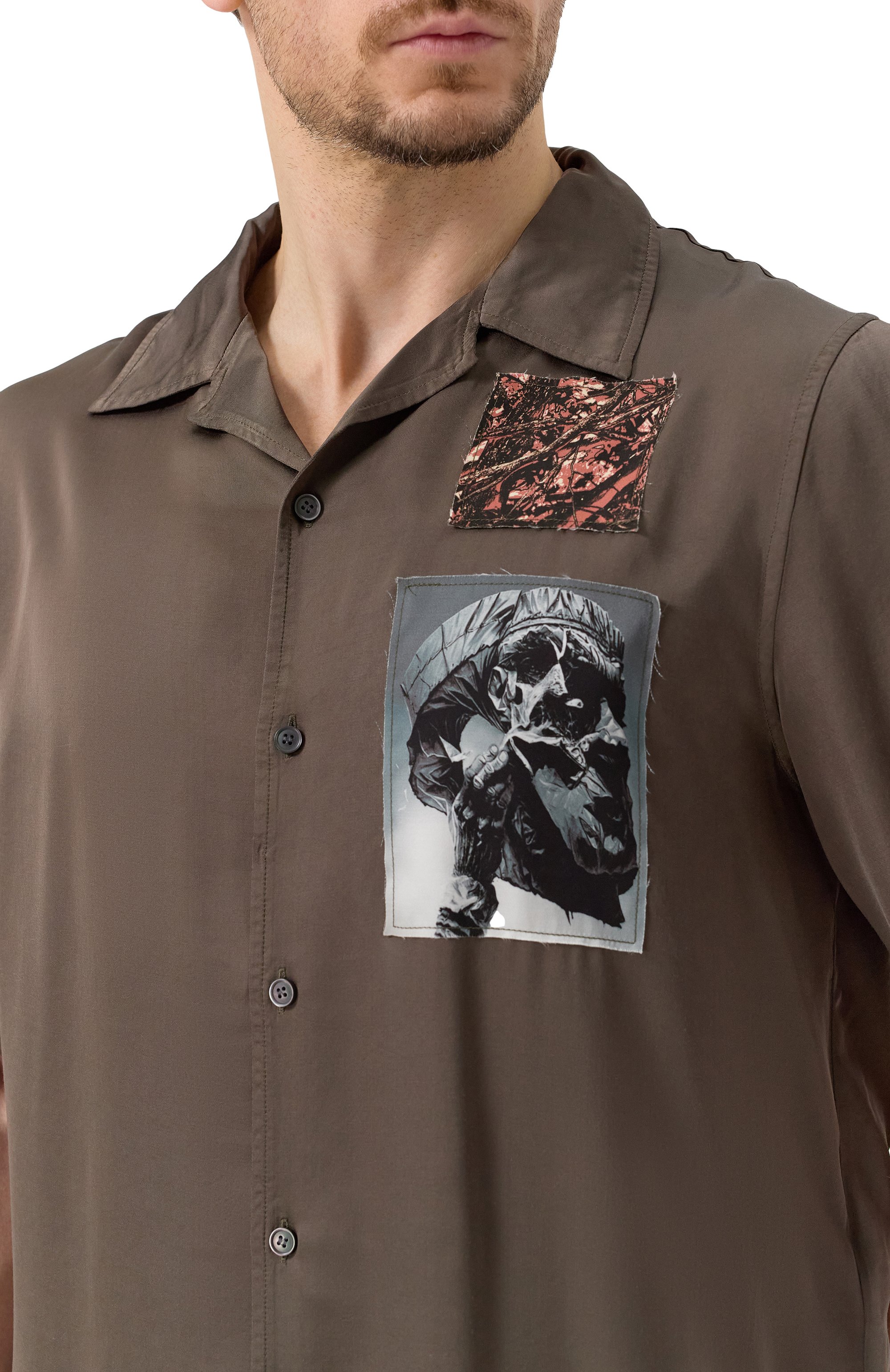 Рубашка из вискозы DIESEL коричневого цвета по цене 35150 руб., арт. A16703/0SLBN, фото 5 Рубашка из вискозы DIESEL, арт. A16703/0SLBN, фото 5