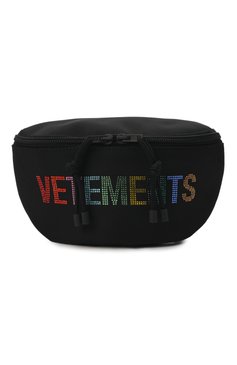 Женская поясная сумка VETEMENTS черного цвета, арт. UE52BA250B 1302/W | Фот�о 1 (Застежка: Молния; Материал сплава: Проставлено; Материал: Текстиль; Драгоценные камни: Проставлено; Стили: Спорт; Размер: small)