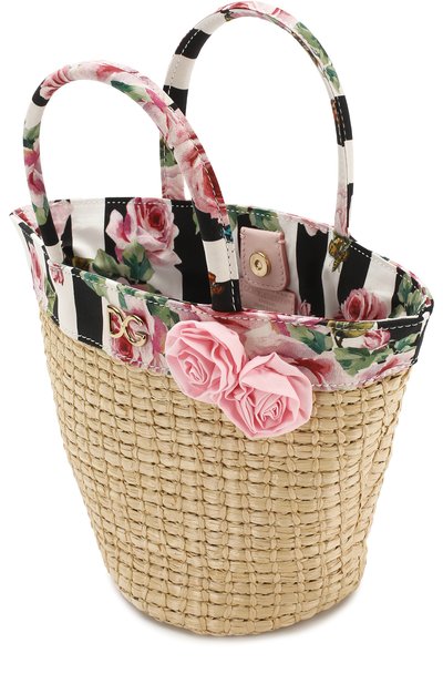 Соломенная сумка с текстильной отделкой DOLCE & GABBANA, арт. EB0104/AN481, фото 3