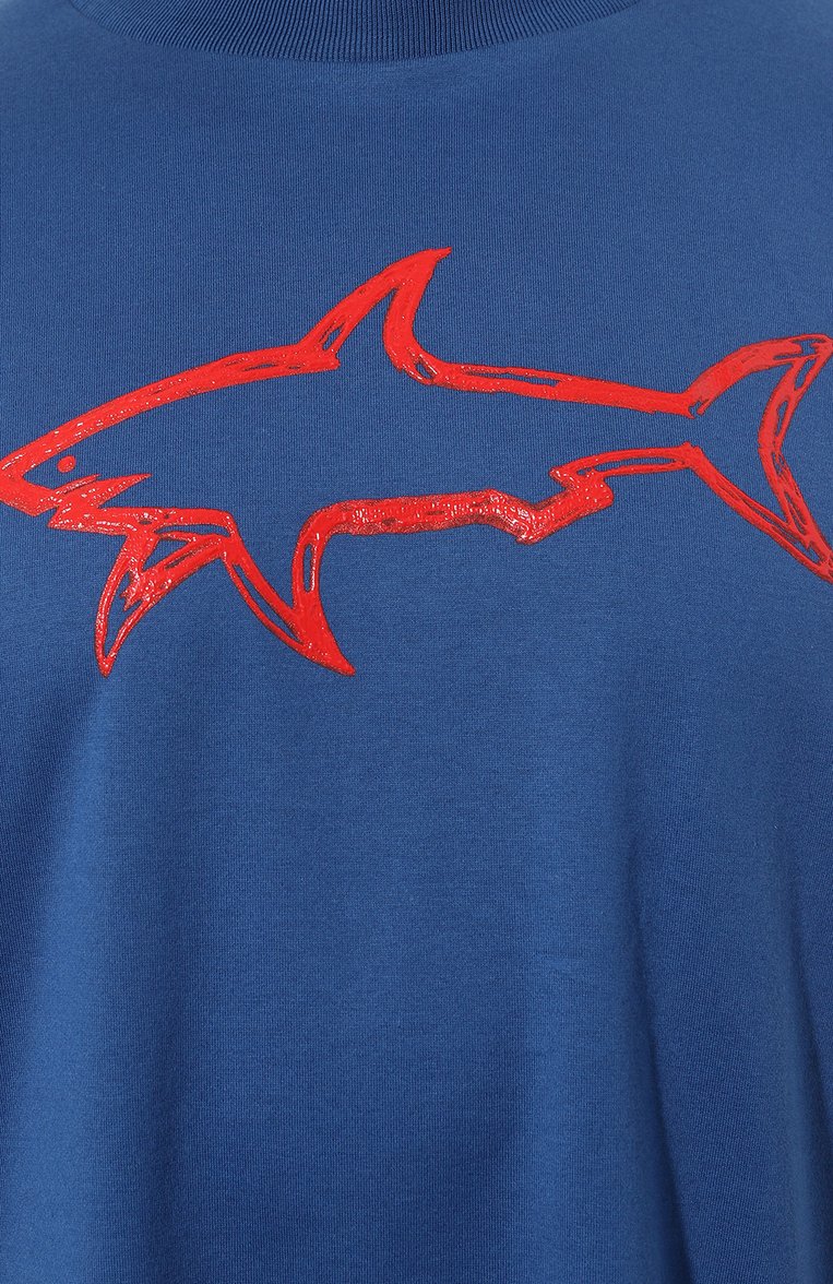 Мужская хлопковая футболка PAUL&SHARK синего цвета, арт. 12311633/3XL-6XL | Фото 5 (Рукава: Короткие; Материал внешний: Хлопок; Длина (для топов): Удлиненные; Стили: Кэжуэл; Принт: С принтом; Мужское Кросс-КТ: Футболка-одежда; Кр�осс-КТ: Джерси; Автоматизация ТО: Проставлено; Автоматизация состава: Проставлено)