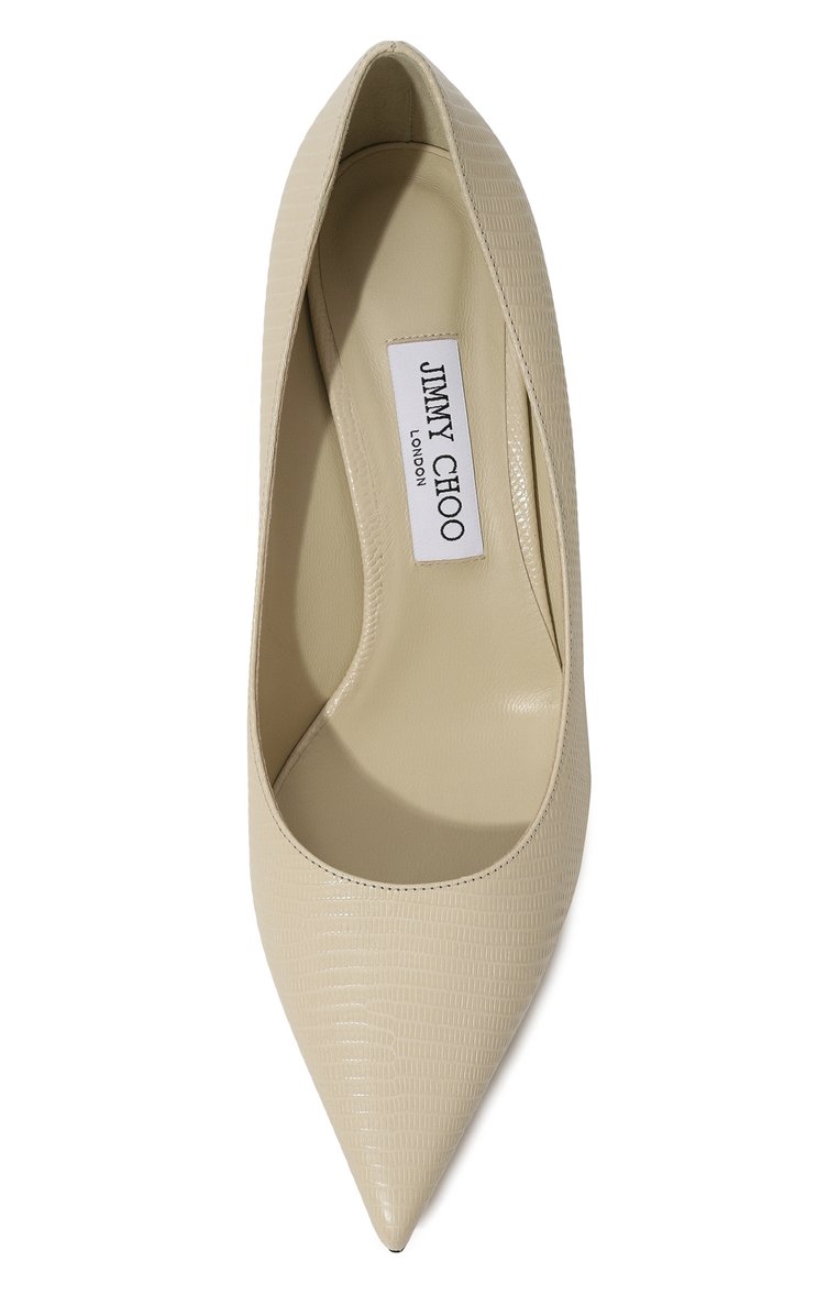 Женские кожаные туфли love 65 JIMMY CHOO кремвого цвета, арт. L0VE 65/CWN | Фото 6 (Материал внутренний: Натуральная кожа; Драгоценные камни: Проставлено; Подошва: Плоская; Материал сплава: Проставлено; Каблук высота: Средний; Материал внешний: Натуральная кожа; Каблук тип: Шпилька)