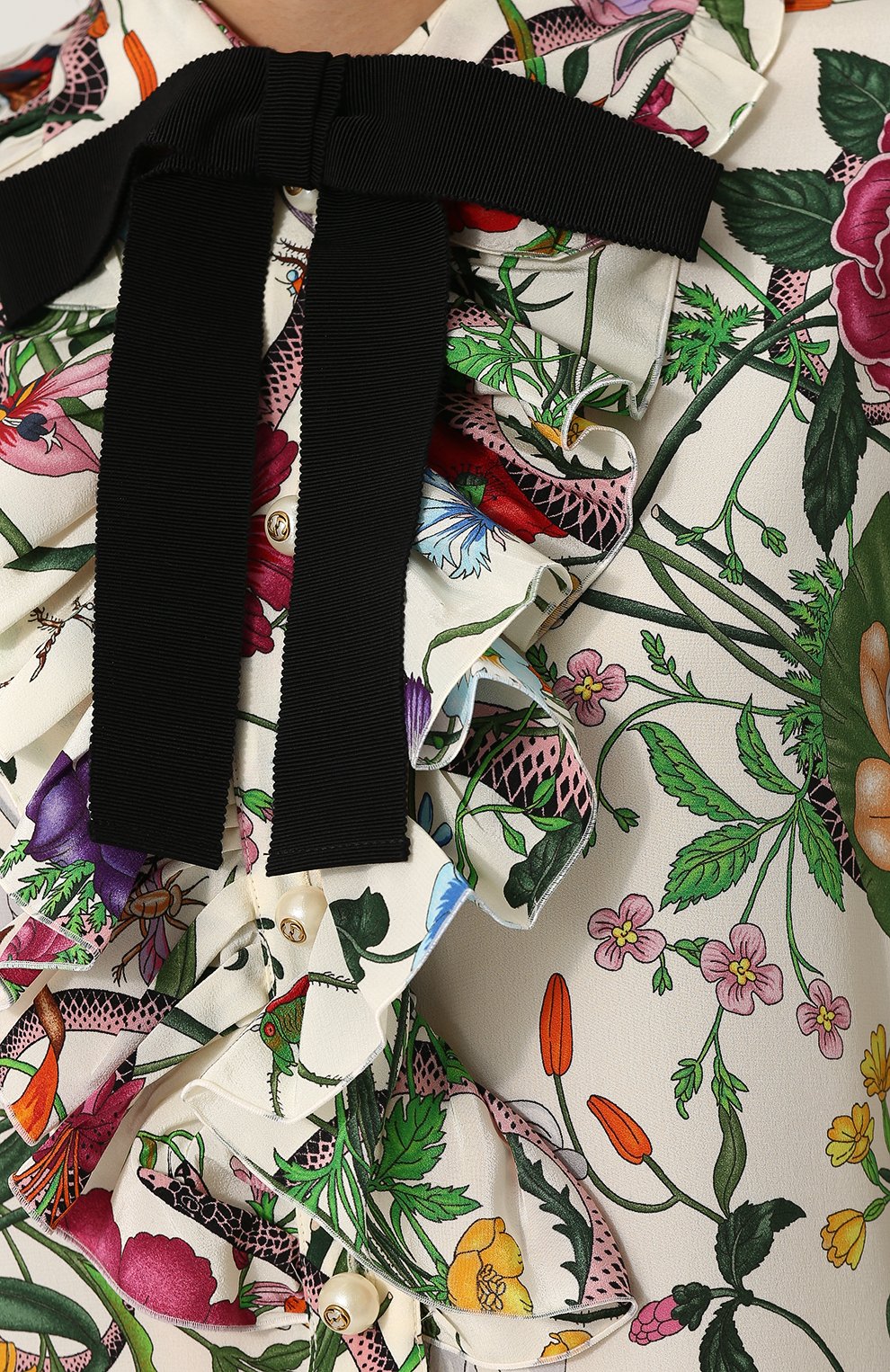 Шелковое мини-платье с принтом и контрастным бантом GUCCI, арт. 476100/ZJP71, фото 5